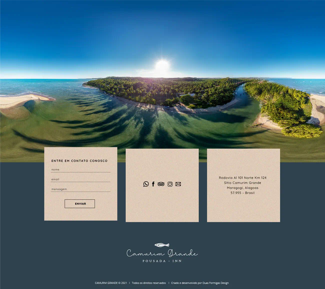 Camurim Grande - website - layout do rodapé do website, versão desktop