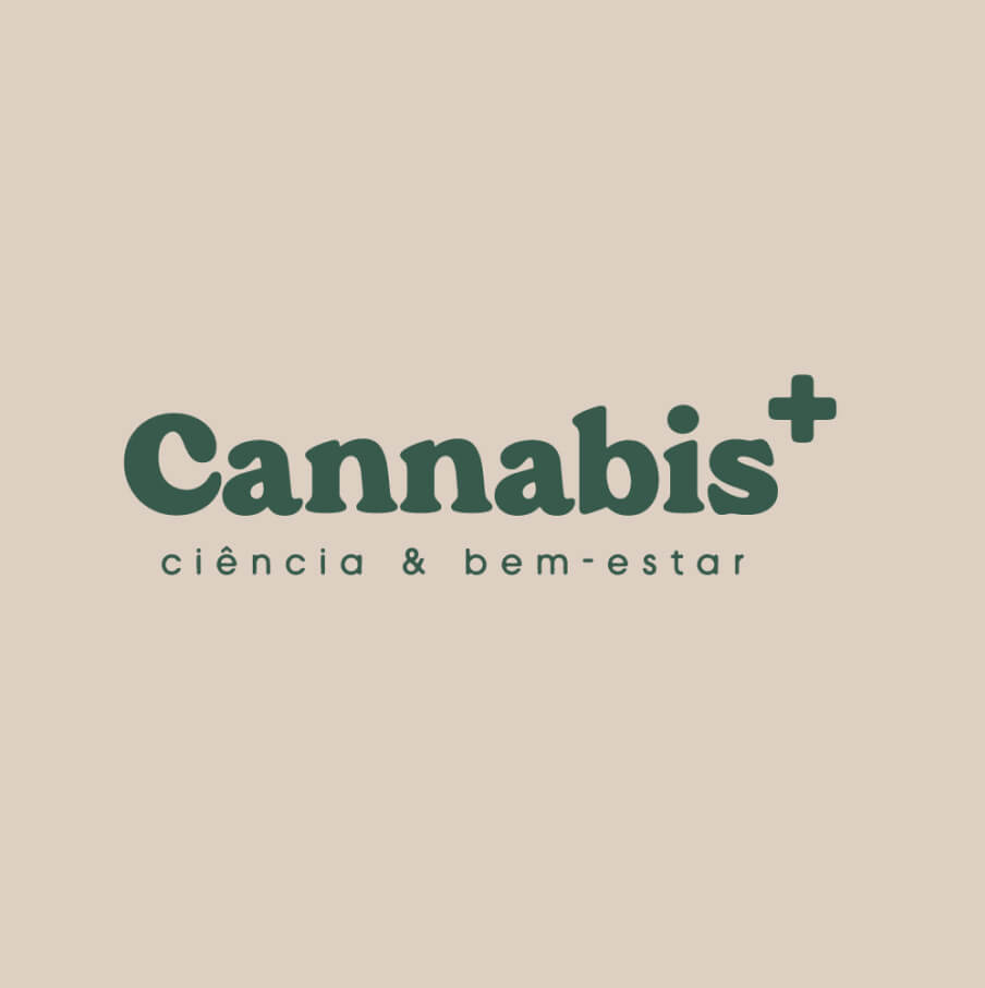 Cannabis + - logo horizontal e tagline