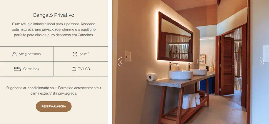 Pousada Praia dos Carneiros - bangalô privativo